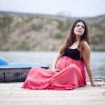 Göl kenarında hamile fotoğrafı